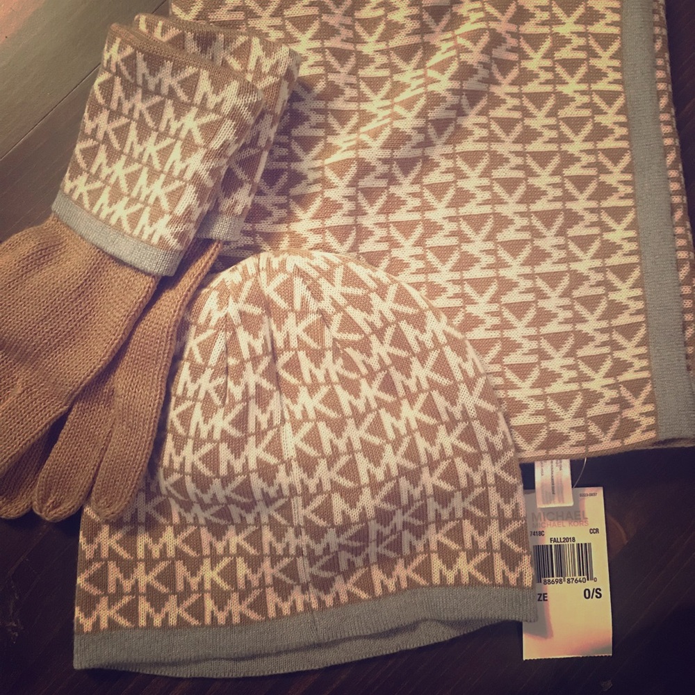 MK Scarf, Hat, and Glove Set